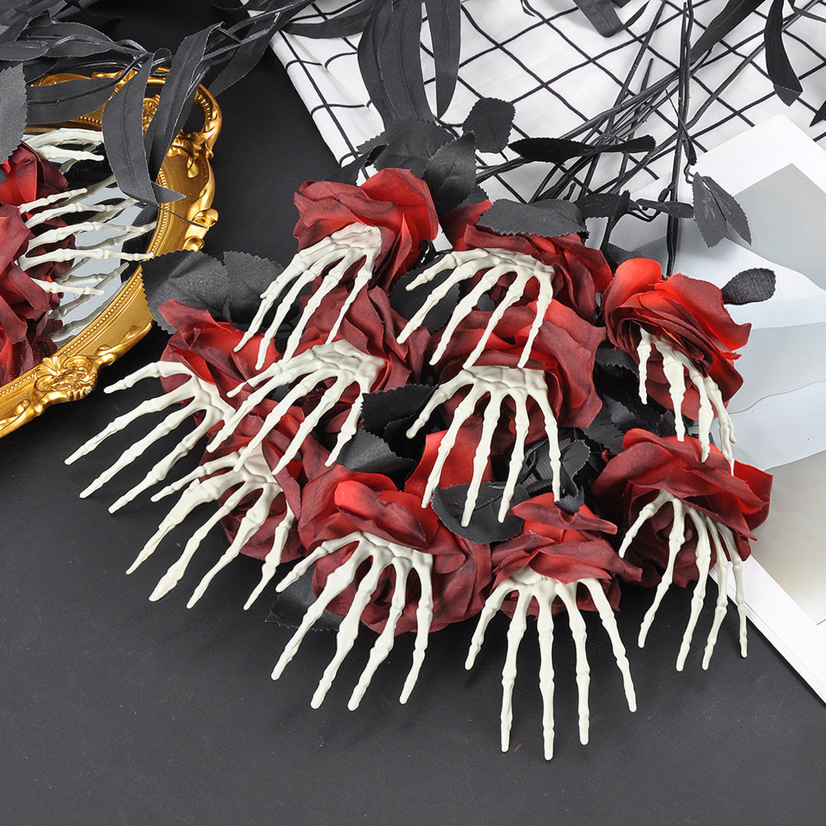 Gothic Skull Hand & Rose Accent — product image 1