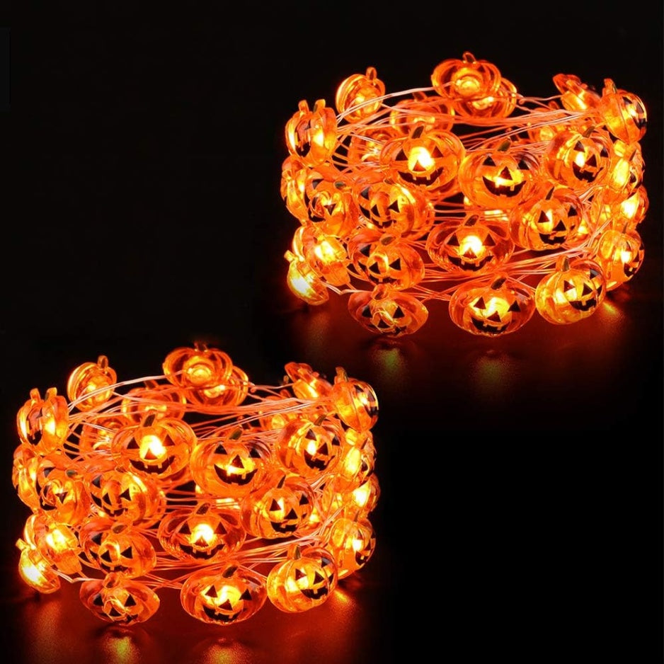 Pumpkin LED Garland — 2 × 40 LEDs